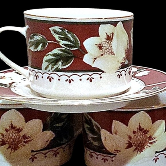 Coffee Cup Saucer Set, Gibson Housewares, Cottage Kitchen, Farmhouse Kitchen - Picture 7 of 9